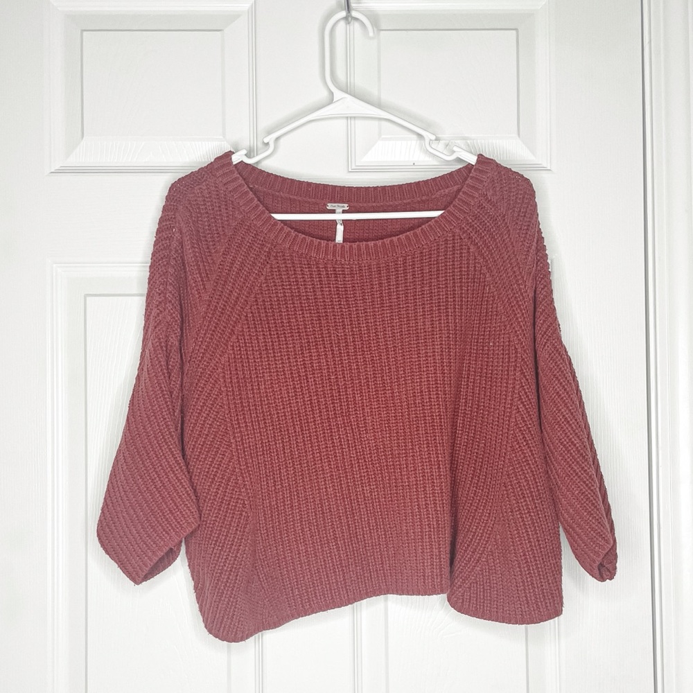 Free People maroon cropped sweater - Picture 1 of 5